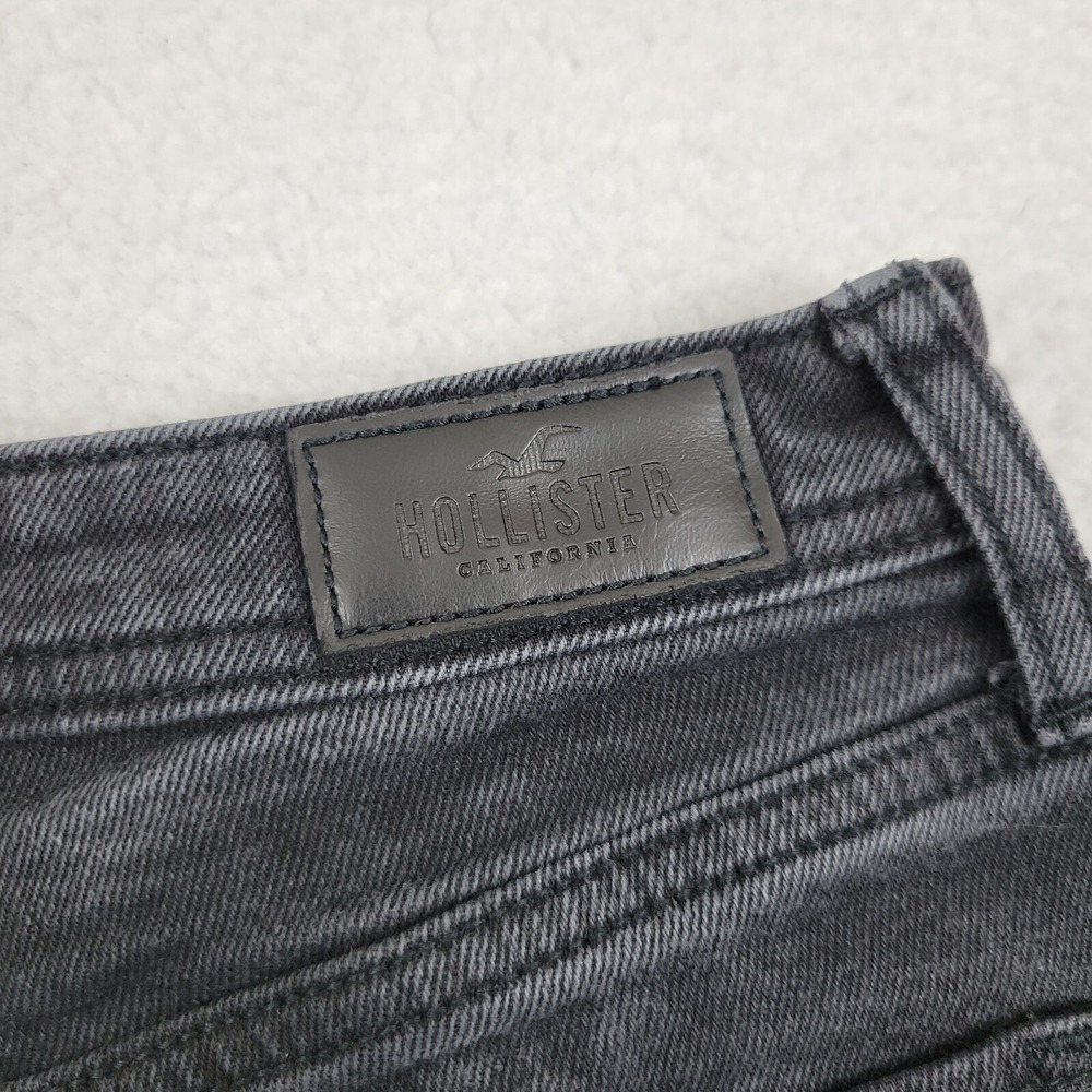 Hollister Curvy High Rise Mom Cut Off Shorts Womens 9 w29 Black Denim Distressed - Picture 8 of 8